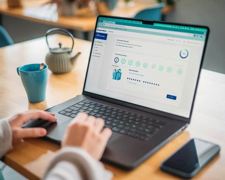 Person enabling two factor authentication laptop