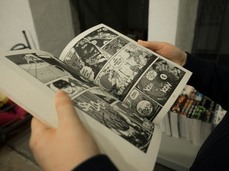 E-ink reader comic book pages person reading e-ink