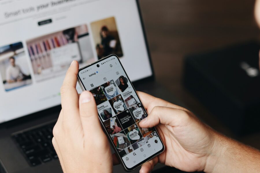 Smartphone screen social media feed generated images