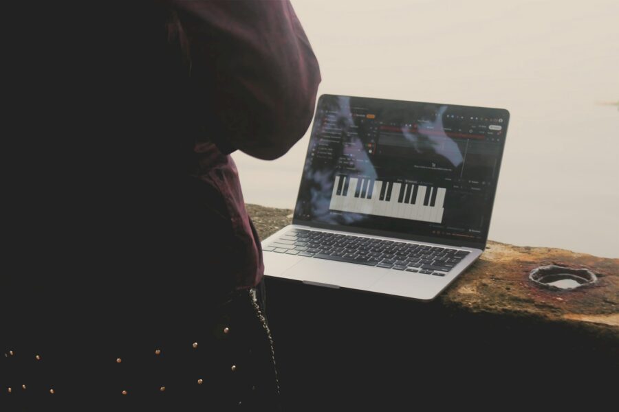 Music producer studio software laptop