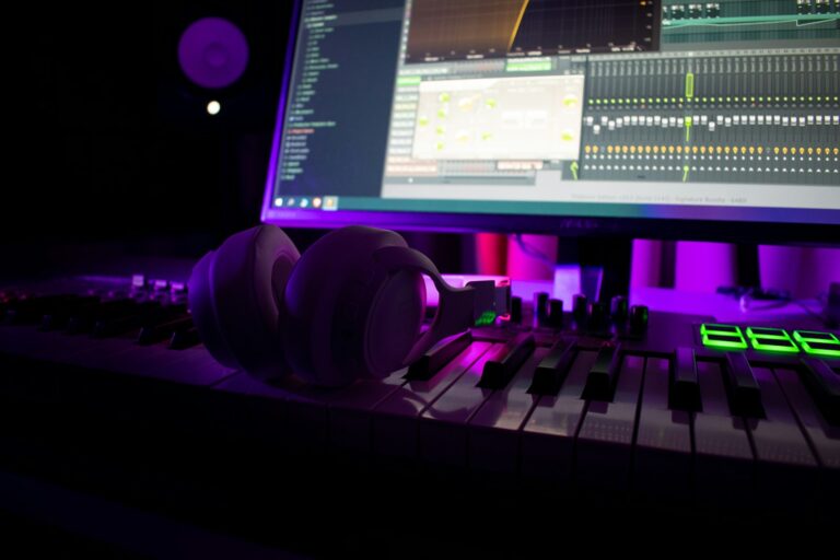 Audio waveform mixing console headphones