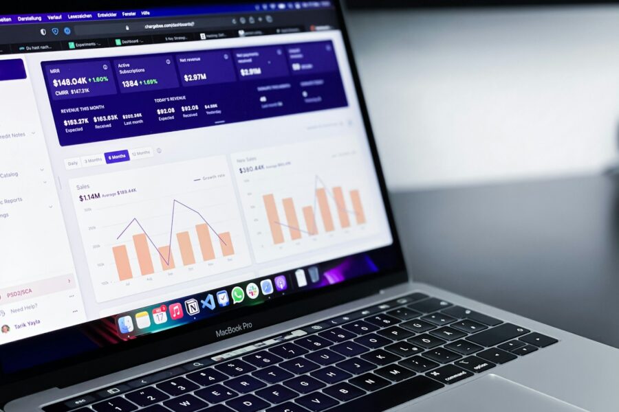 Laptop website builder dashboard small business