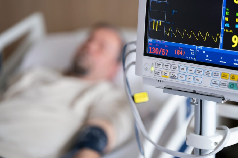 Hospital room patient monitoring screens