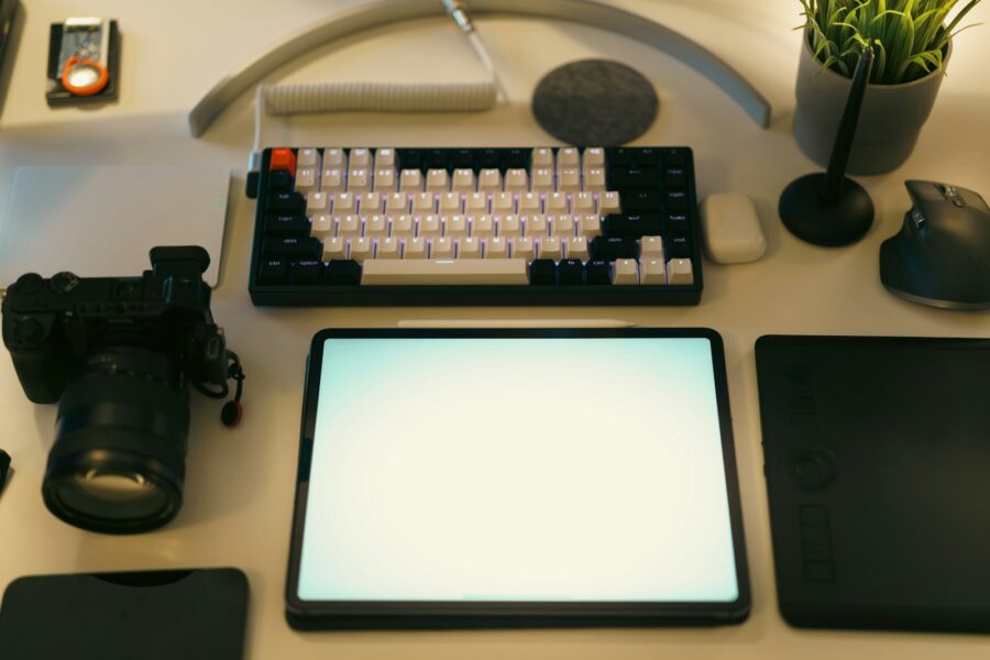 Tablet keyboard desk workspace