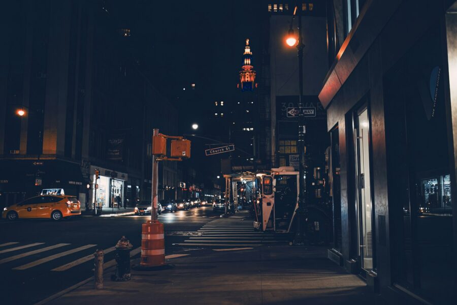 Smartphone camera night city street