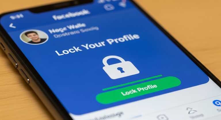 Social media profile screen lock laptop