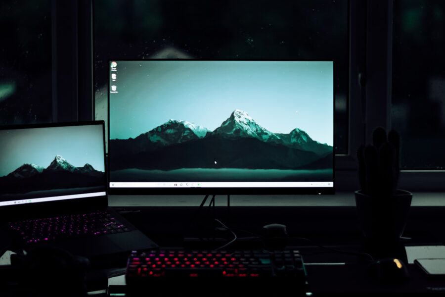 Laptop screen multiple browser windows work home