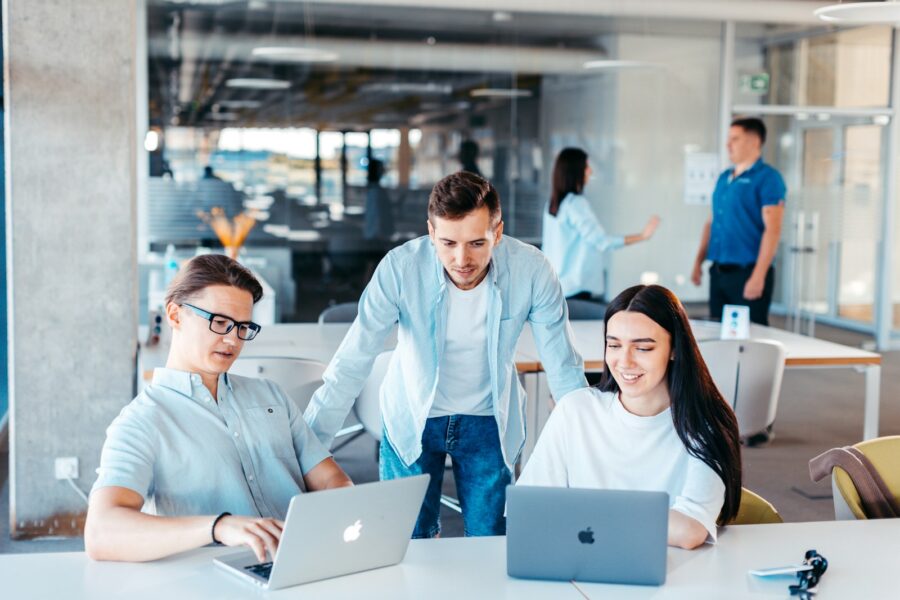 Cloud computing data center laptop teamwork