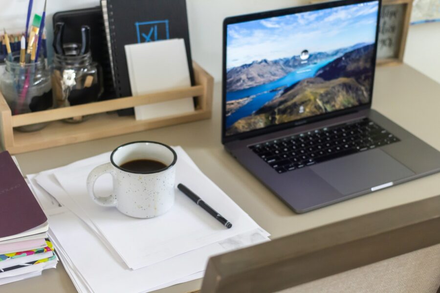 Home office laptop coffee router