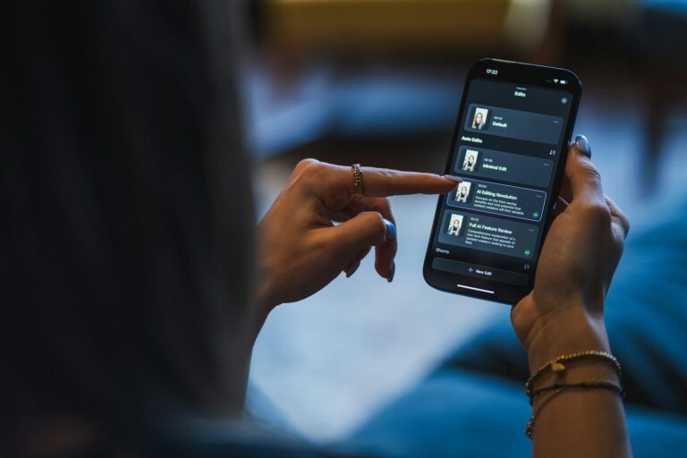 Woman adjusting smart privacy settings