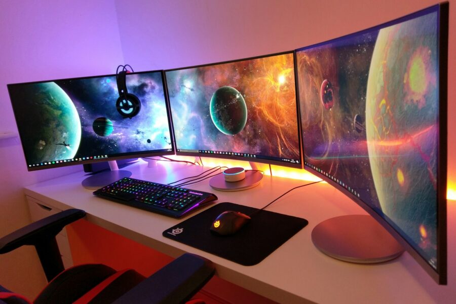 Ultrawide monitor desk rgb keyboard