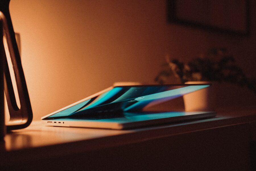 Laptop desk closeup