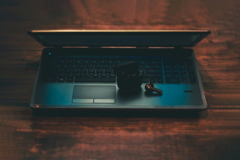 Laptop desk closeup