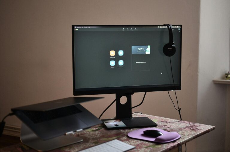 Windows laptop desk setup keyboard screen