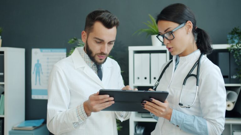 Doctor using tablet