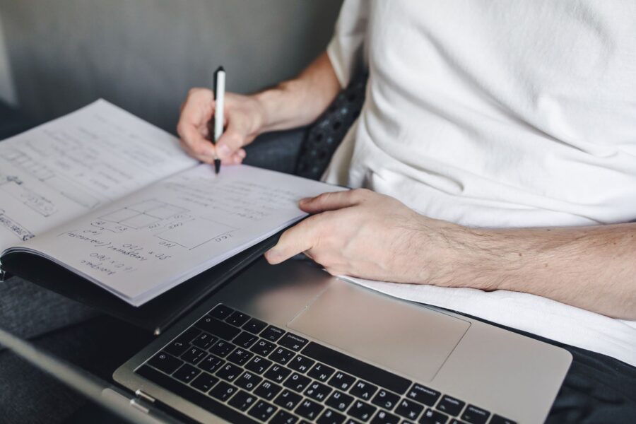 Person studying laptop
