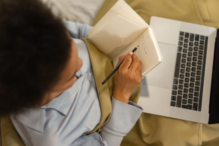 Person studying laptop