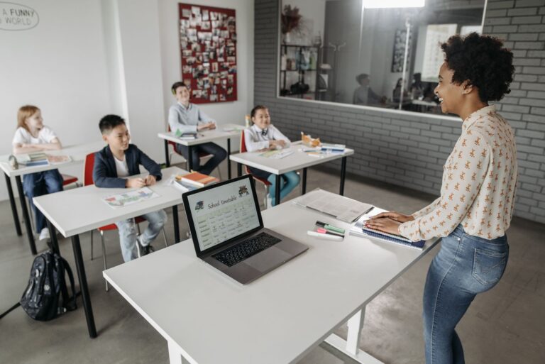 Teacher laptop classroom