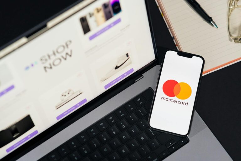 Smartphone banking app credit card laptop
