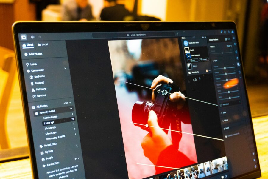 Person editing video