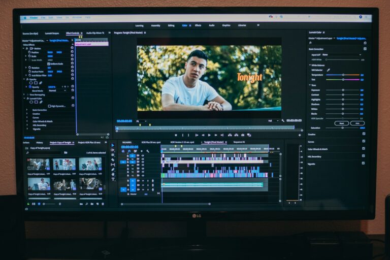 Person editing video