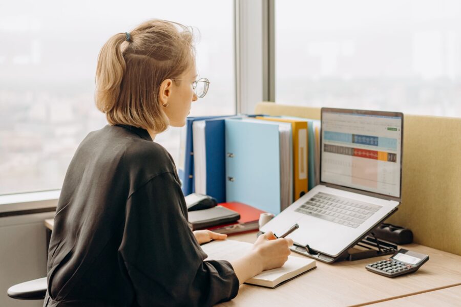 Laptop spreadsheet desk