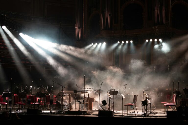 Orchestra stage lights audience concert hall