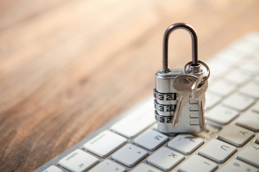 Laptop screen browser settings padlock desk
