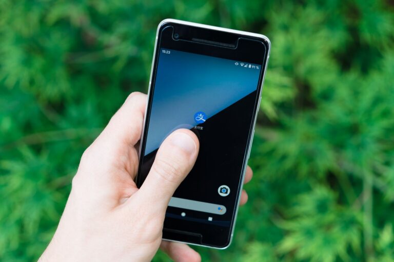 Hand holding smartphone