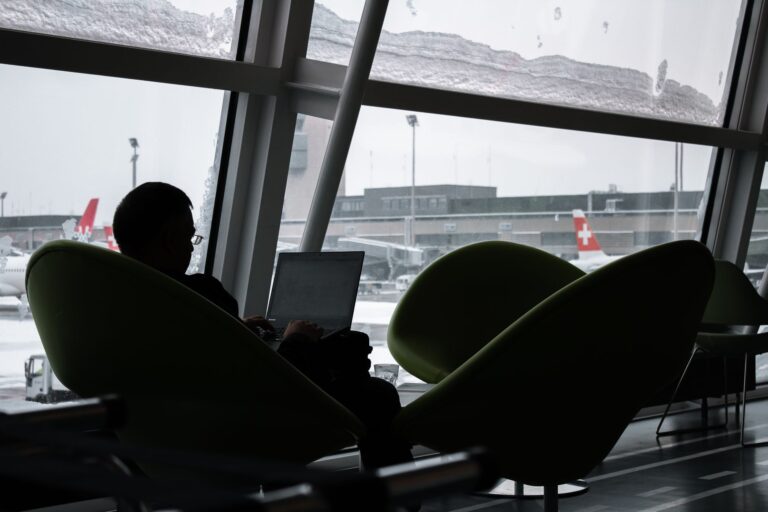 Airport lounge laptop