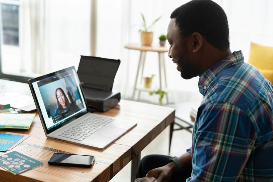 Office workers laptops