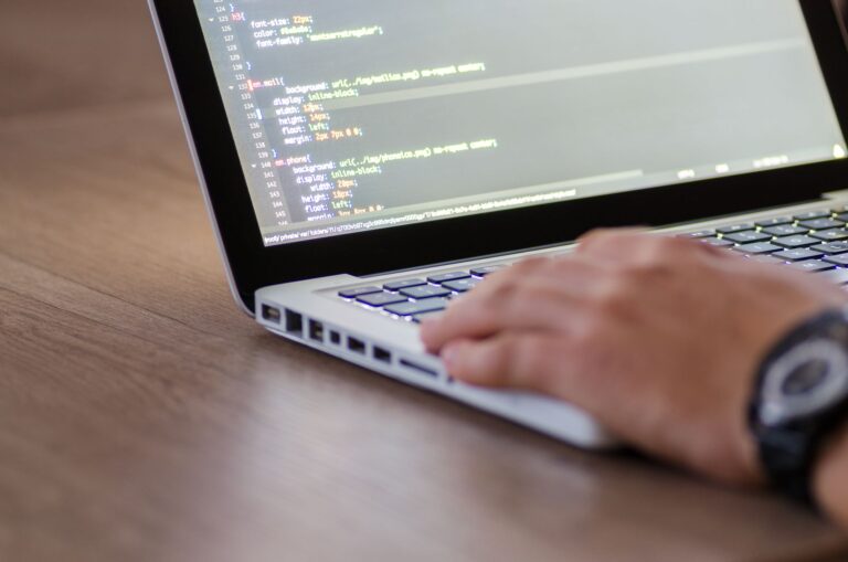 Developer using laptop