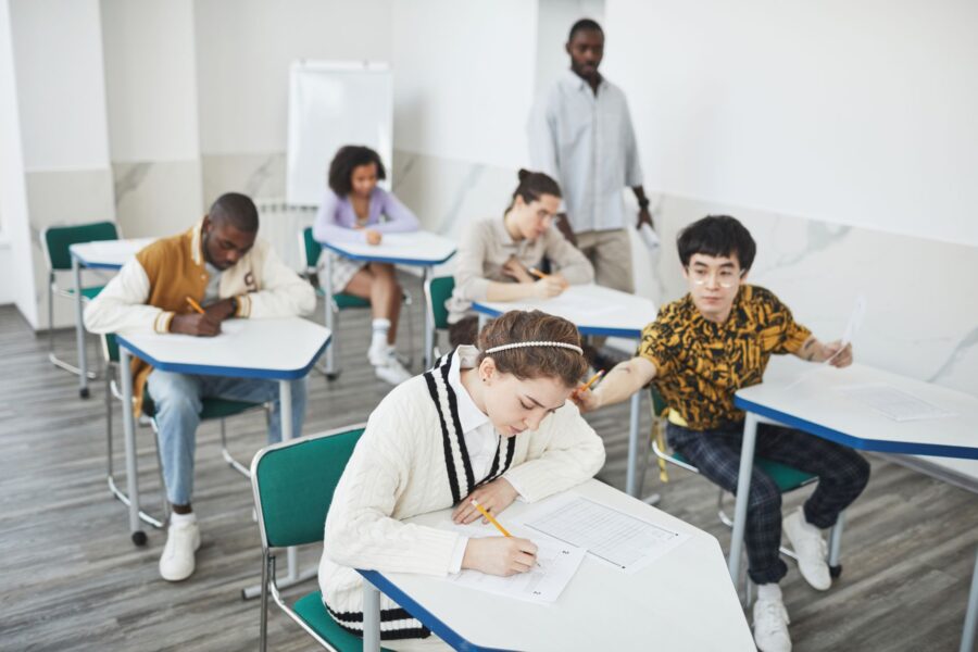 University classroom students