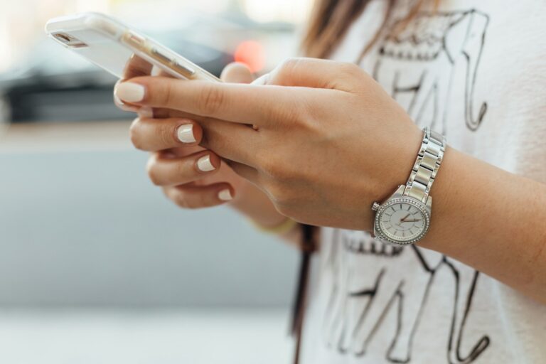 Traveler using phone