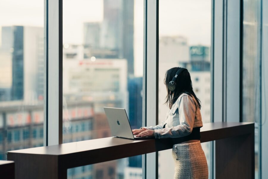 Person working laptop