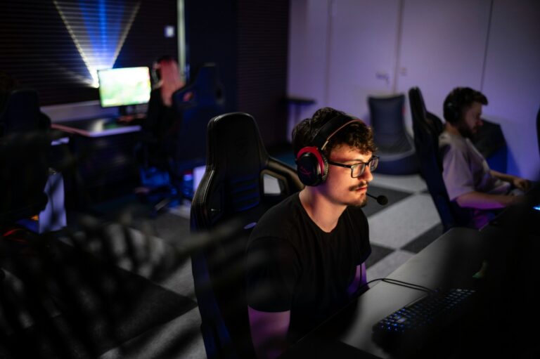 Player wearing headset