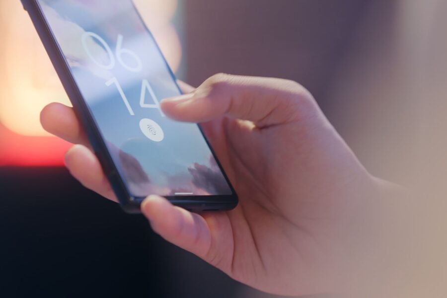 Hands holding smartphone