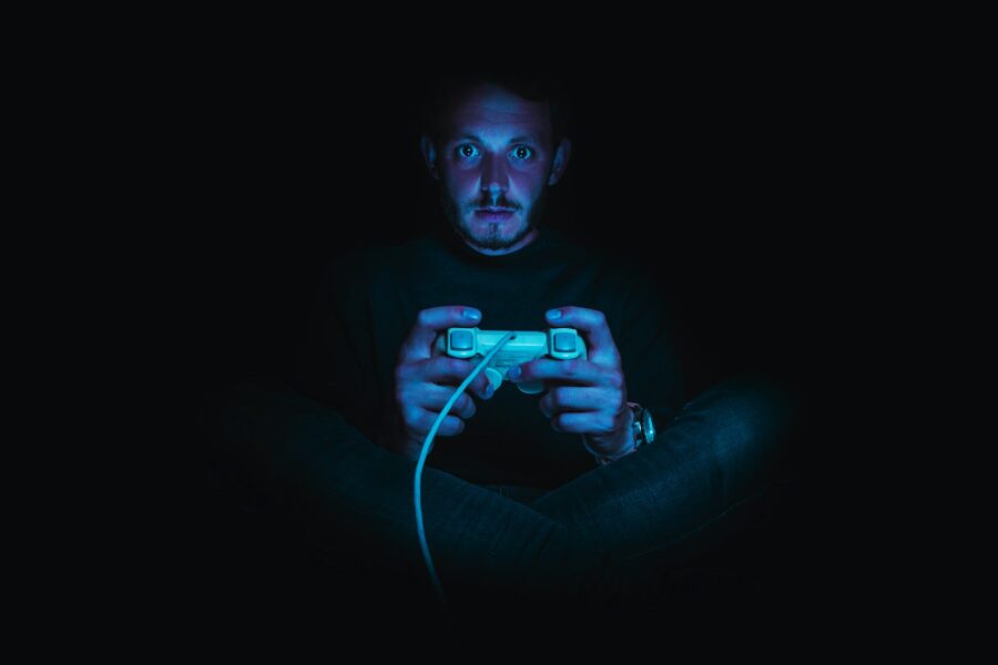 Gamer playing open