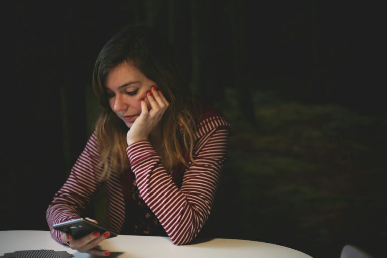 Woman checking smartphone