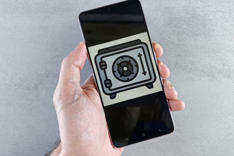 Hand holding smartphone