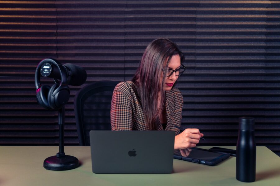 Woman laptop webcam