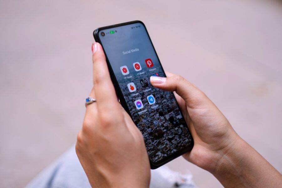Hand holding phone