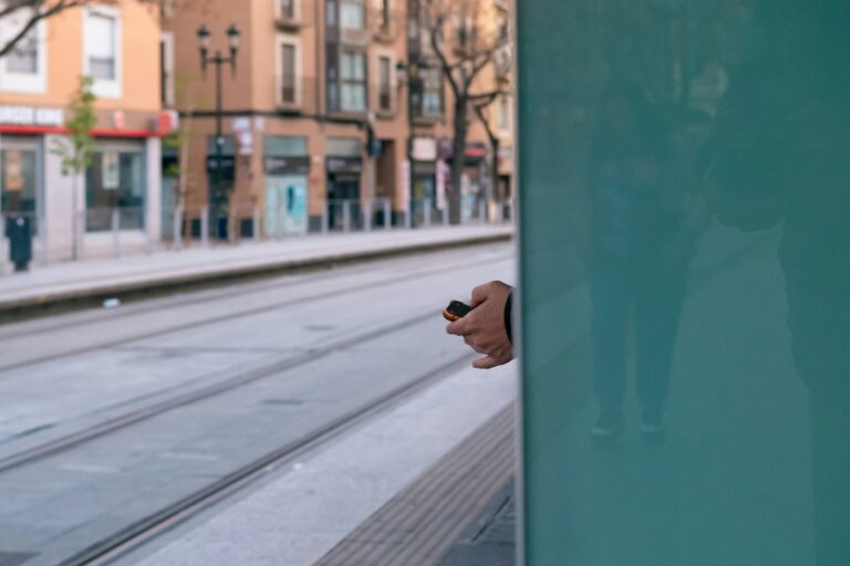 Hand holding smartphone