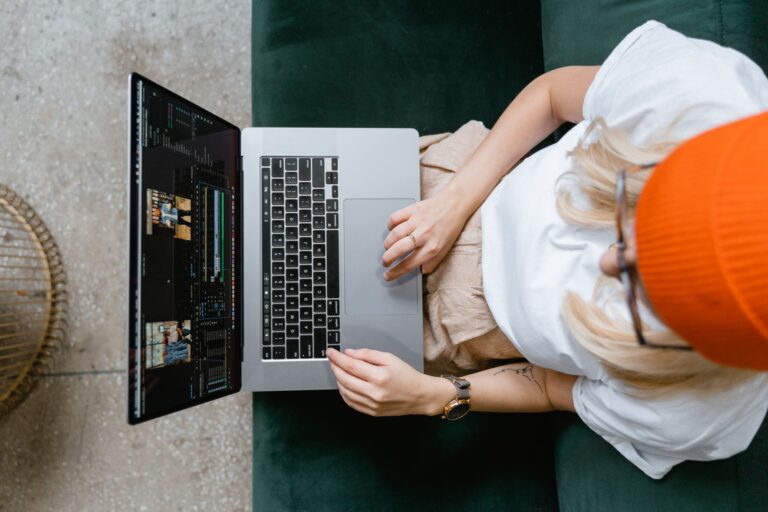 Person editing video